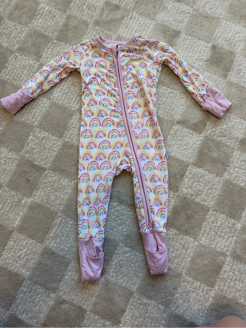 Little Sleepies Pink Rainbow Footed One-Piece Pajamas